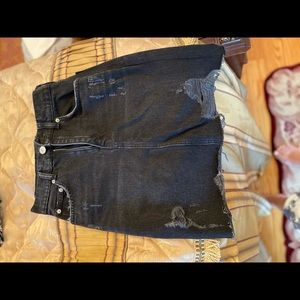 Denim skirt ripped detail